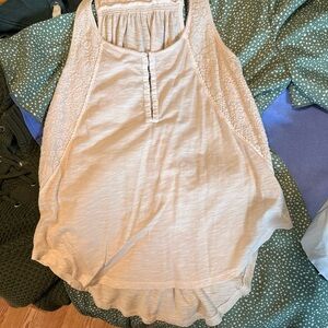 American Eagle Outfitters Cream Lace Detail Tank Top